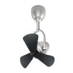Alaska Swish Corner Fan in silver finish with matte black ABS blades.