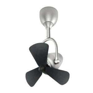 Alaska Swish Corner Fan in silver finish with matte black ABS blades.