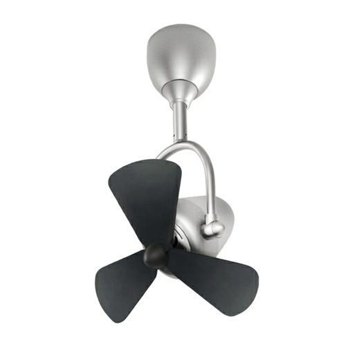 Alaska Swish Corner Fan in silver finish with matte black ABS blades.