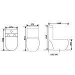 Technical installation dimension diagram for Baron W818 toilet bowl showing L375 x W690 x H810mm sizing.