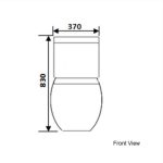 Front view sizing diagram for Baron W888 one piece toilet bowl showing L370 x H830mm width.