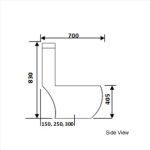 Side view installation dimension diagram for Baron W888 toilet bowl showing W700 x H830mm sizing.