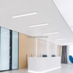 White rectangle office ceiling light in modern reception area
