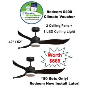 Where to Use Climate Voucher $400 – Get 2 Ceiling Fans + LED Ceiling Light