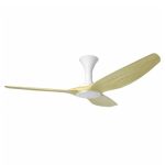 Point One typhoon ceiling fan with light in white with pinewood blades.