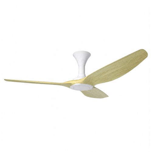 Point One typhoon ceiling fan with light in white with pinewood blades.