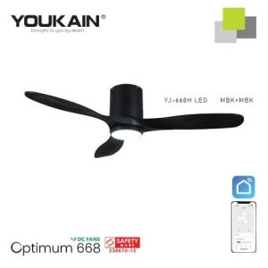 Youkain Hugger Smart Ceiling Fan Black – Optimum 668H