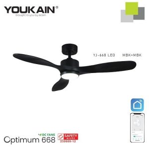 Youkain Smart Ceiling Fan Black – Optimum 668 DC Motor