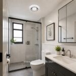 Kristal small round toilet ceiling light in modern HDB bathroom