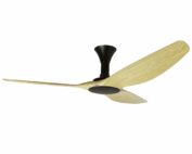 low ceiling fan with light Point One Typhoon black pinewood blades