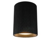 Black surface downlight with ribbed aluminium body
