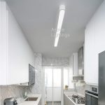 White rectangle kitchen light installed in bright BTO kitchen