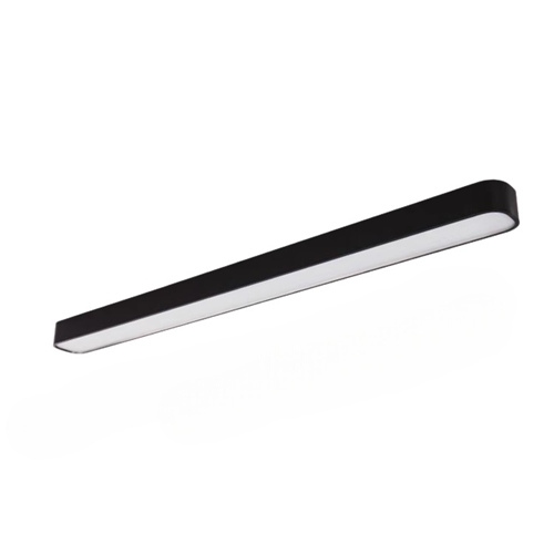 Black rectangular ceiling lamp with slim acrylic diffuser for kitchen, study and office