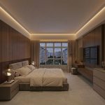 Cove light without false ceiling creating soft perimeter lighting in a modern HDB bedroom