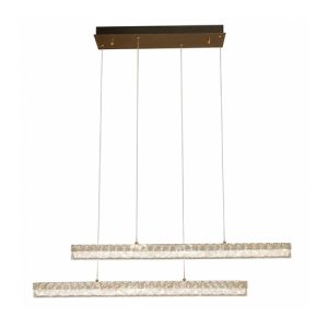 Luxury minimalist crystal chandelier with two parallel LED crystal bars