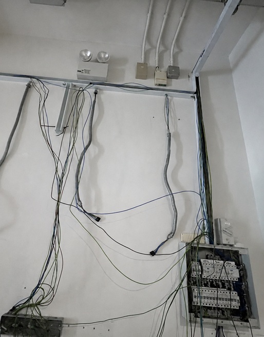Actual electrical wiring works at commercial property