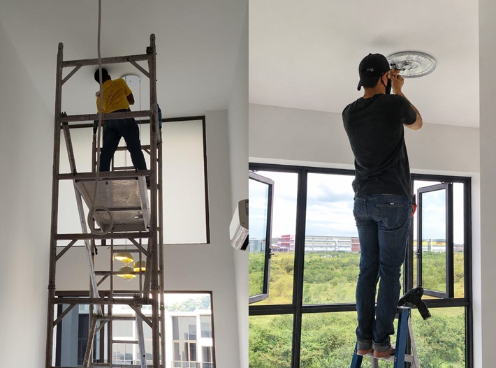 Electrical works and Light installation at Singapore Homes normal and high ceiling