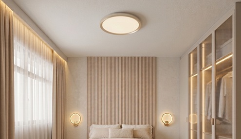 Round ceiling feng shui lighting in bedroom