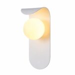 Kira matt white wall light with frosted glass globe