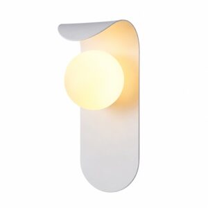 Kira matt white wall light with frosted glass globe