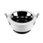 Small round recessed spotlight with glossy black chrome reflector