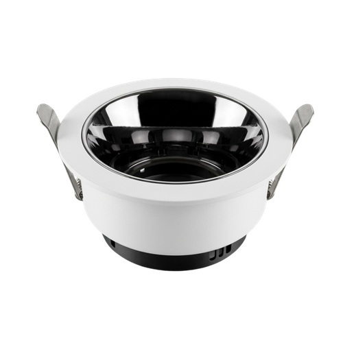 Small round recessed spotlight with glossy black chrome reflector