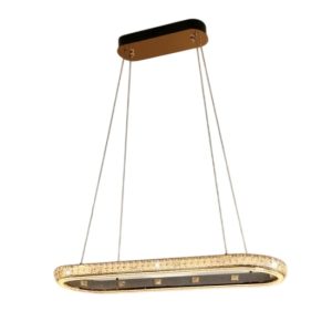 rectangular crystal pendant light with gold frame and adjustable cords