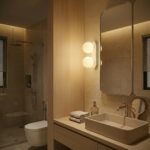 Frosted Glass Wall Light Beside Bathroom Vanity Mirror