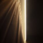 Close-up of curtain lighting from a 45-degree aluminium profile