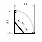 Arclux-Axis aluminium profile dimension drawing 15.7mm by 15.7mm