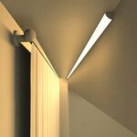 Slim cornice light profile installed at ceiling-wall junction