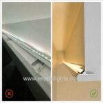 Conventional exposed LED cove compared with Arclux-Velo integrated cove lighting