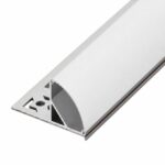 Arclux-Velo 45° aluminium profile with curved diffuser and plastering flange