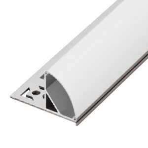 Arclux-Velo 45° aluminium profile with curved diffuser and plastering flange