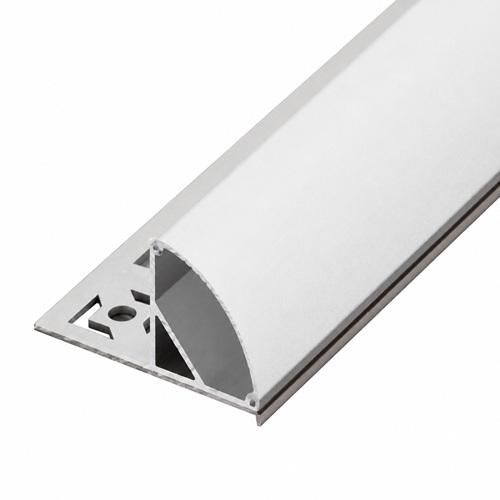 Arclux-Velo 45° aluminium profile with curved diffuser and plastering flange