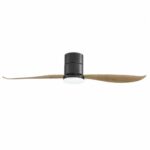 Bestar Falcon black ceiling fan with two maple wood-finish blades viewed from the front