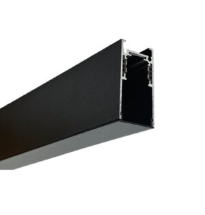 Black aluminium surface mount magnetic track with end profile visible