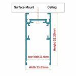 Surface mount magnetic track dimensions showing 52.2mm height and 25.85mm width