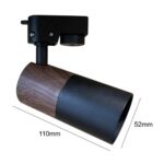 Black walnut GU10 track spotlight 110mm x 52mm