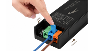GT-III 24V LED driver with tool-free clip-on wire terminals