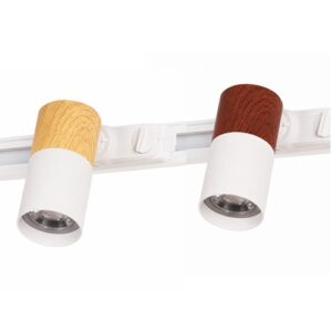 GU10 Track Light – White with Pine or Walnut Wood Finish
