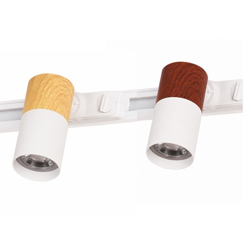 GU10 Track Light – White with Pine or Walnut Wood Finish