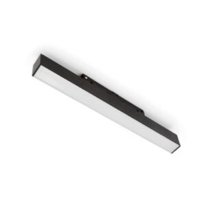 Black magnetic linear diffused track light module on white background