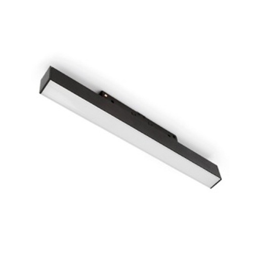 Black magnetic linear diffused track light module on white background