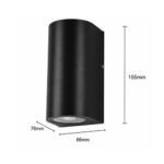 Stark black GU10 up and down wall light dimensions 66 x 76 x 155mm