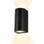 Stark black outdoor up and down wall light casting light in both directions