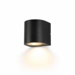 Stark black GU10 single wall light casting a downward beam