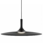 Aplomb black minimalist pendant light with wide slim disc shade