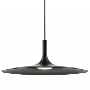Aplomb black minimalist pendant light with wide slim disc shade