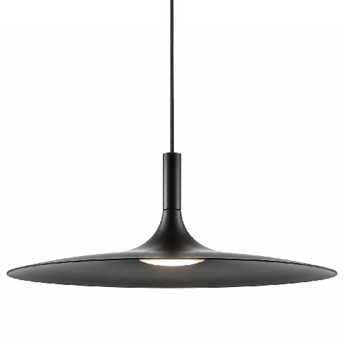Aplomb black minimalist pendant light with wide slim disc shade